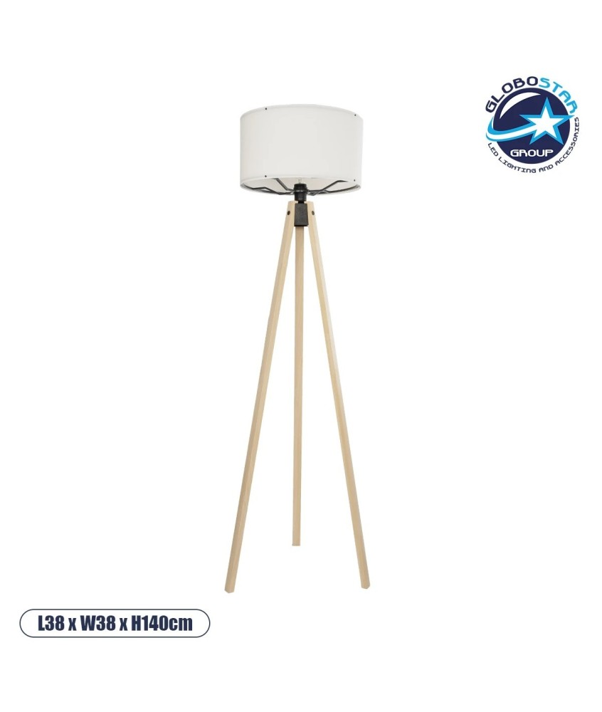 GLOBOSTAR® SAGA 204-0046 Μοντέρνο Επιδαπέδιο Φωτιστικό με Ντουί 1 x E27 AC 220-240V IP20 - Μπεζ & Λευκό - Μ38 x Π38 x Υ140cm